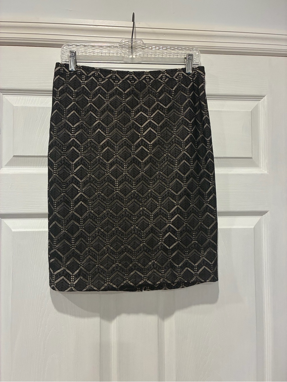 The Limited Black & Gold Geometric Pencil Skirt
